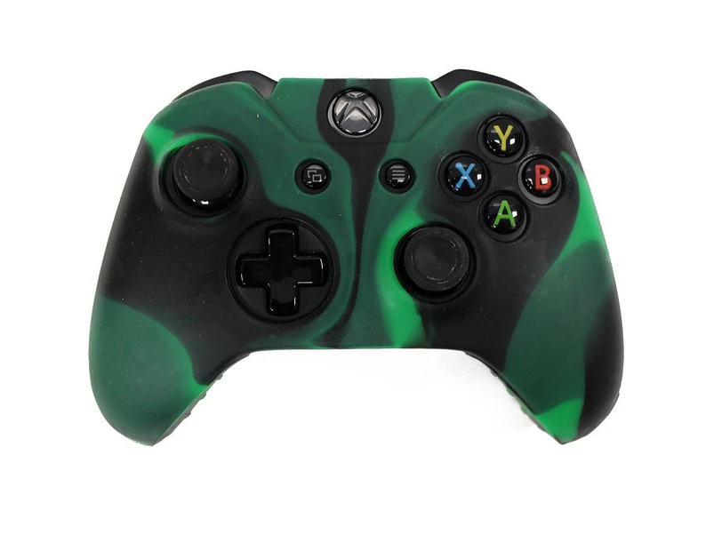 REYTID Controller Skin Silicone Protective Rubber Cover Gel Grip Case - Compatible with Microsoft Xbox One Gamepad - Green/Black