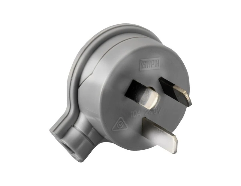HPM CD106/1GY  3 Pin Flat Plug Top Grey Side Entry - Low Profile  Rated: 10Amp 240Volts Ac  3 PIN FLAT PLUG TOP GREY