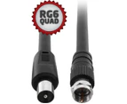 PRO2 FL6Q-1.5PF  1.5M Rg6quad PAL To 'F' Lead PAL To 'F' Flylead - Black  Rg6 Should Be Used Exclusively For Satellite and Cable TV Hook UPS.  1.5M