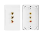PRO2 PRO1121  Composite AV Wall Plate Straight Through RCA  3X Gold-Plated RCA Connections  COMPOSITE AV WALL PLATE