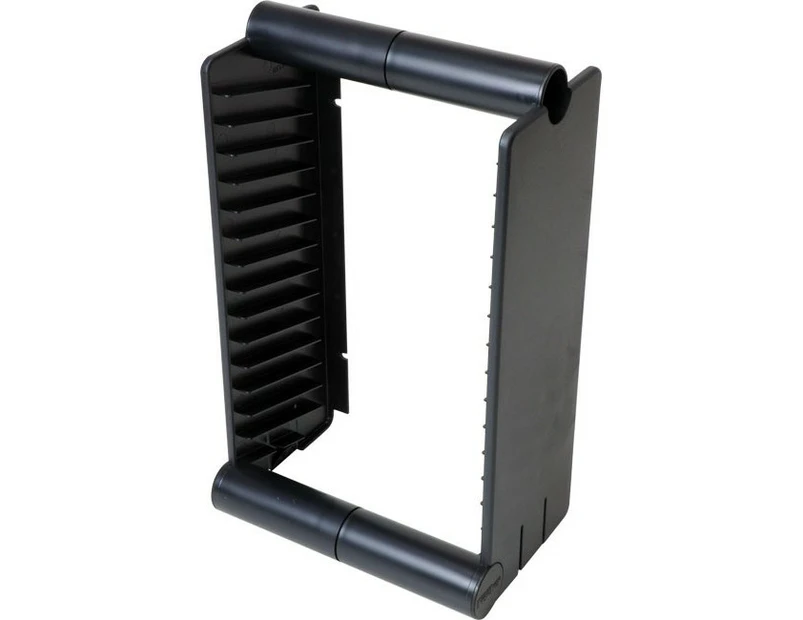 FISCHER PLASTIC 1A056BK  15 Unit DVD Rack / Stand   Designed To Fit Into Audio Cabinets and Shelves or Can Be Mounted On the Wall  15