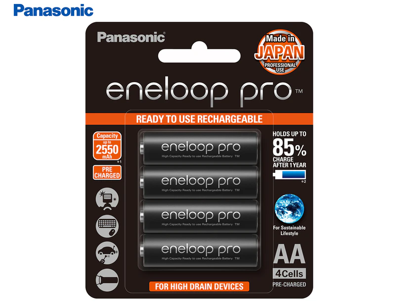 Panasonic Eneloop Pro Battery Charger with 4-Pack AA High Capacity  Rechargeable Batteries