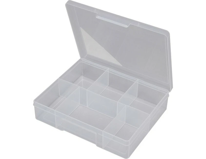 FISCHER PLASTIC 1H038  6 Compartment Storage Box Medium Plastic Case  6 Compartment (Medium) 195Mm 157Mm 48Mm  6 COMPARTMENT STORAGE BOX