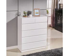 86CM High Gloss White Tallboy with 6 Drawers