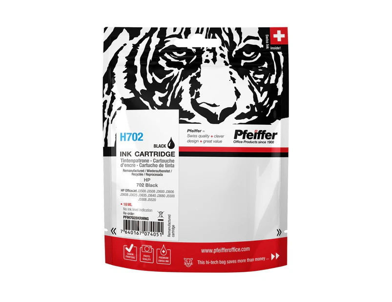 Pfeiffer Ink Cartridge, Compatible With Hp 702 Black (Reman)