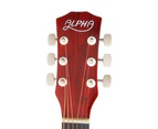 Alpha 38 Inch Acoustic Guitar Wooden Folk Classical Cutaway Strings Bag Natural