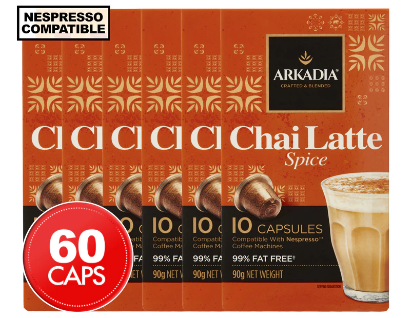 6 x Arkadia Spice Chai Latte Nespresso Compatible Capsules 10pk