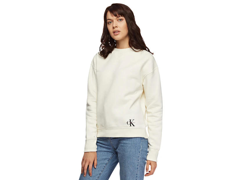 Calvin Klein Women's Drop Cropped Sweatshirt - Vanilla Ice