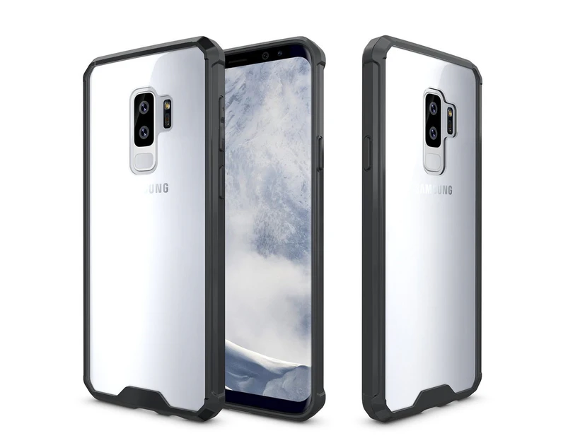 For Samsung Galaxy S9 PLUS Back Case,Shockproof Transparent Armour Cover,Black