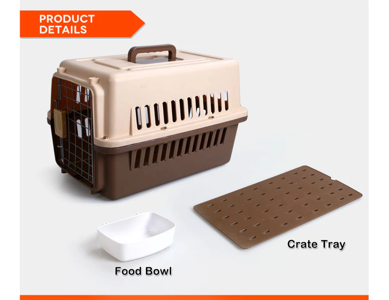 Small Airline Approve Dog Cat Crate Pet Carrier Cage With Bowl And Tray