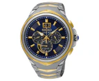 Seiko Men's 45mm Coutura Solar SSC642P Stainless Steel Watch - Blue/Silver/Gold