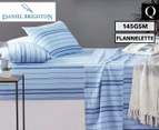 Daniel Brighton Ally Flannelette Queen Bed 145GSM Sheet Set - Reid Blue