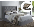 Istyle Wimbledon King Gas Lift Ottoman Storage Bed Frame Fabric Grey