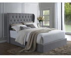 Istyle Wimbledon Double Gas Lift Ottoman Storage Bed Frame Fabric Grey