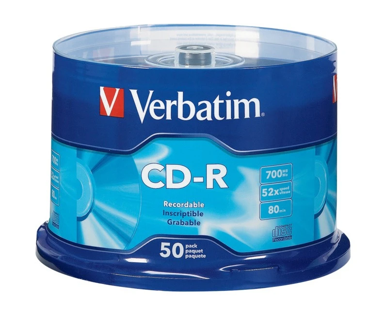 VERBATIM VCDR-50  50Pk CD-R Spindle 52X 80Min / 700Mb  Write-Once CD-R  50PK CD-R SPINDLE