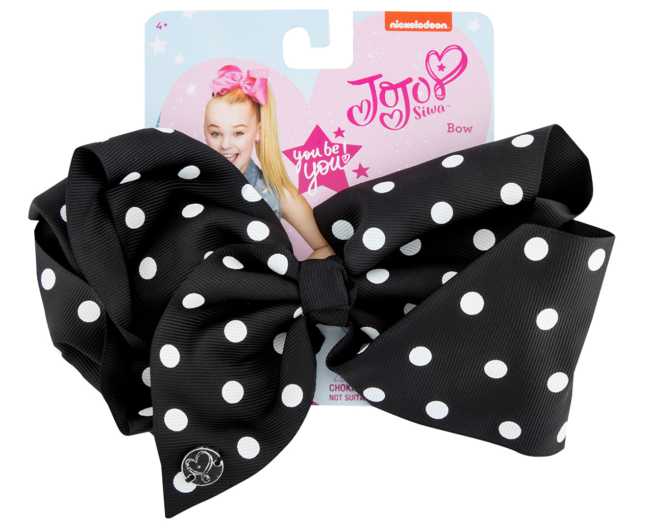 Jojo Siwa Kids' Small Polka Dots Large Bow - Black/White | Catch.com.au