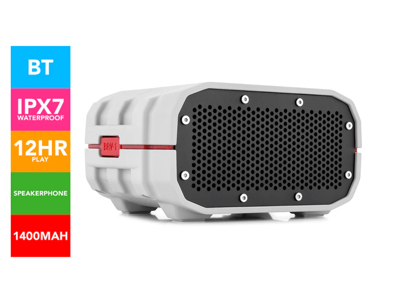  Braven BRV-1 Portable Waterproof Bluetooth Speaker (Grey/Red) :  Electronics