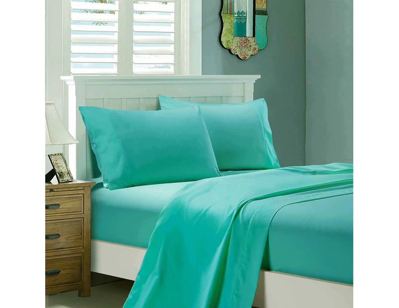 1000TC Ultra Soft Flat & Fitted Sheet Set (Single/King Single/Double/Queen/King/Super King Size Bed) - Teal