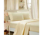 1000TC Ultra Soft Flat & Fitted Sheet Set (Single/King Single/Double/Queen/King/Super King Size Bed) - Yellow Cream