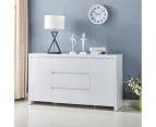 High Gloss White Buffet Sideboard with 3 Drawers