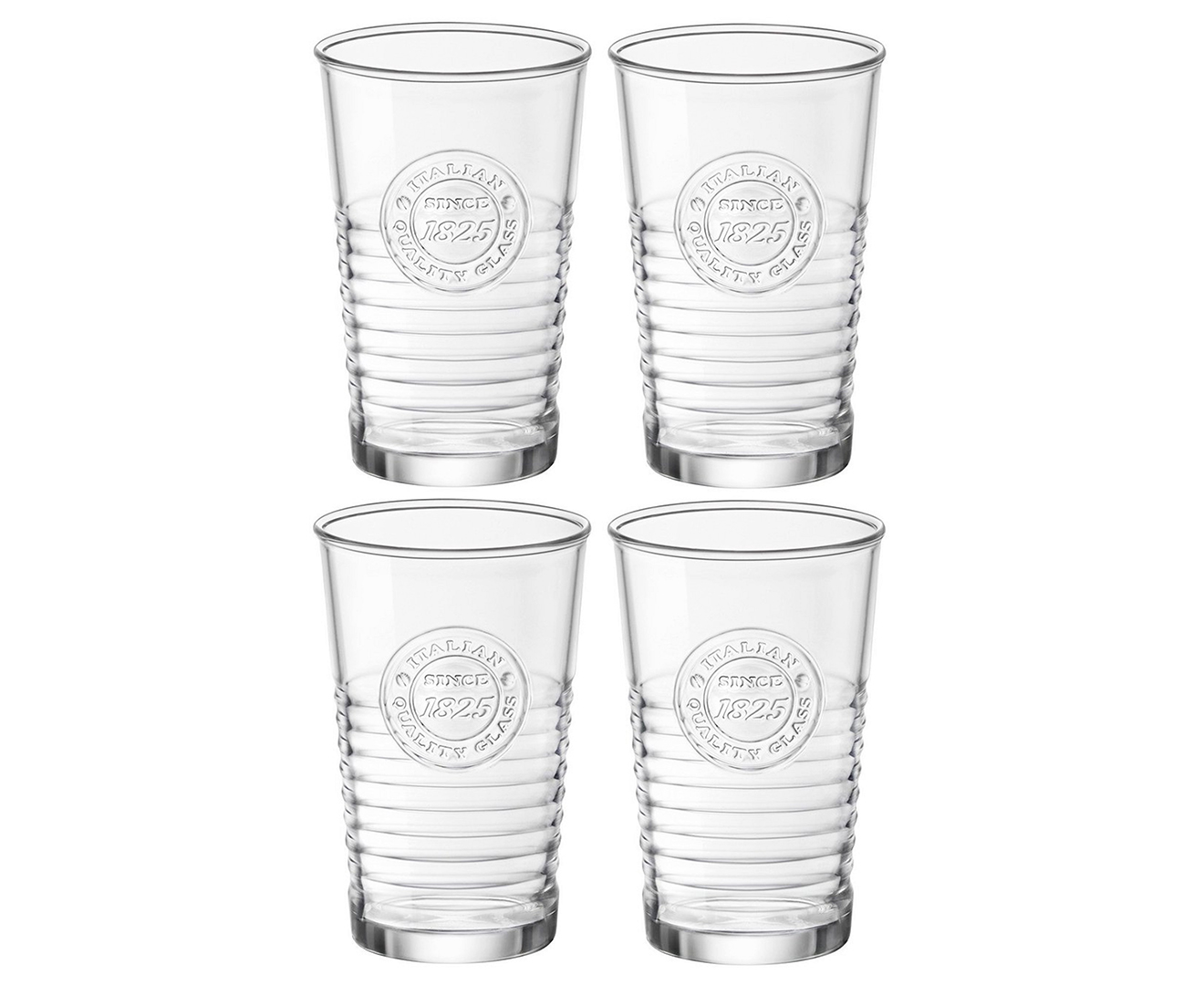 Officina 1825 Cooler Glass 16oz Set of 4, Bormioli Rocco