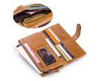 WJS Men Faux Leather Bifold Wallet Checkbook Organizer Card Case 12 Cards