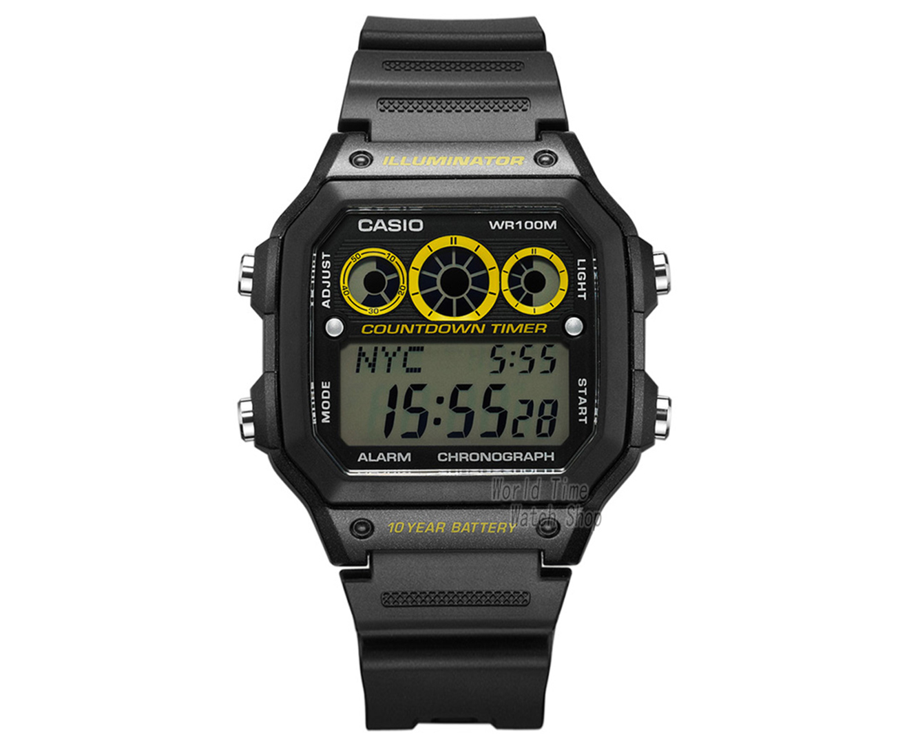 casio digital watch yellow