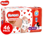 Huggies Essentials Nappies Toddler Size 4 10-15kg Nappies 46pk