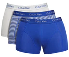 Calvin Klein Men's Elements Comfort Fit Trunks 3-Pack - Amplified Blue/Pearl/Mark Stripe