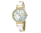 Christian Van Sant Women's 31mm Petite Leather Watch - White Mother Of Pearl/White