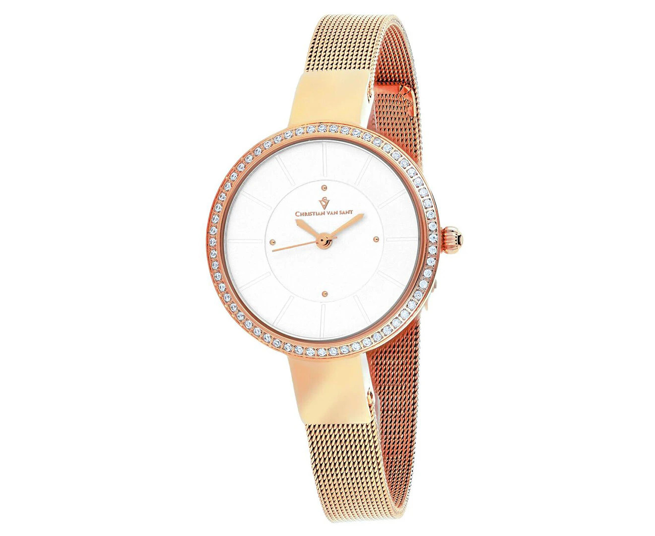 Christian Van Sant Women's 32mm Reign Watch - White/Rose Gold