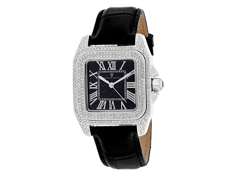 Christian Van Sant Women's 41mm Radieuse Leather Watch - Black/Black