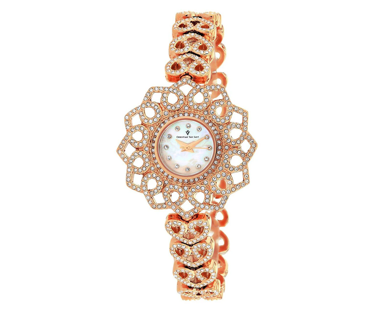 Christian Van Sant Women's 38mm Chantilly Watch - White Mother Of Pearl/Rose Gold