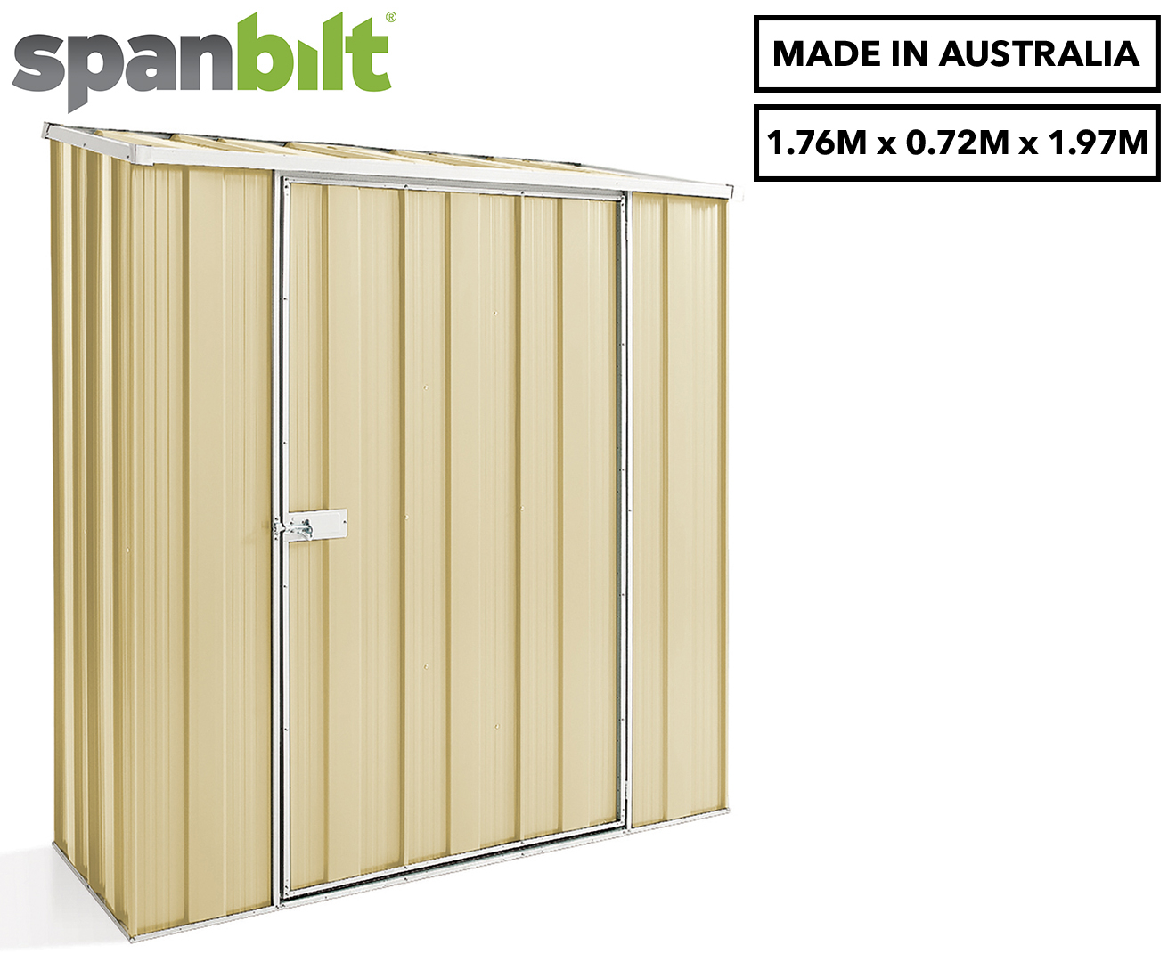 spanbilt 1.7x1.9m yardsaver slimline garden shed - smooth