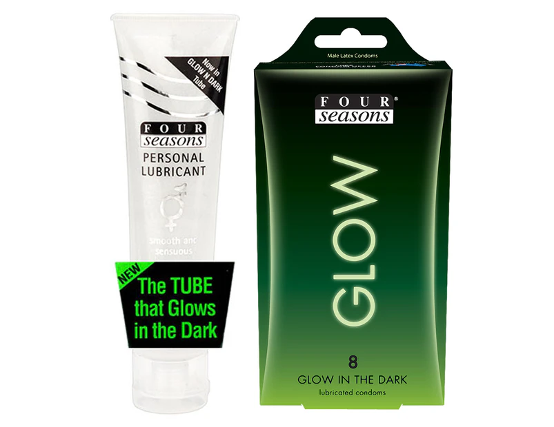 Four Seasons Glow In The Dark Condoms 8pk + Lubricant 100mL