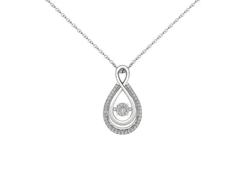 De Couer 9k White Gold 1/8ct TDW Dancing Diamond Necklace - White H-I