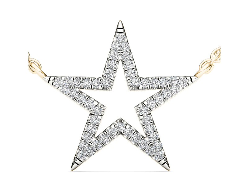 De Couer 9K Yellow Gold 1/8ct TDW Star Necklace