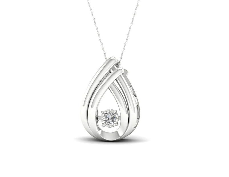 De Couer 9K White Gold 1/20ct TDW Dancing Diamond Necklace