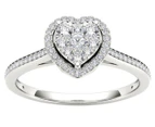 De Couer 9k White Gold 1/4ct TDW Diamond Halo Engagement Ring - White H-I