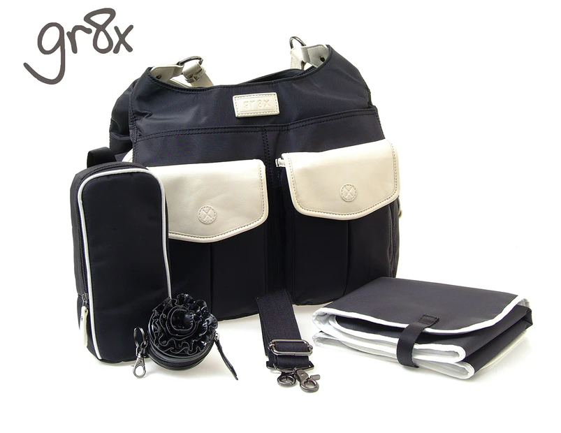 Gr8x Alice Shoulder Nappy Bag - Black/Cream