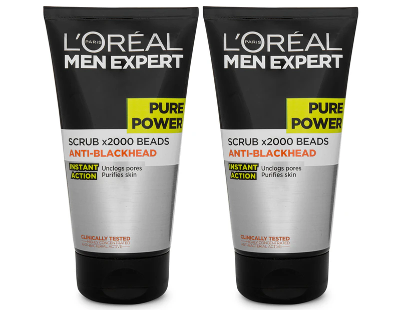 2 x L'Oréal Men Expert Pure Power Anti-Blackhead Scrub 150mL