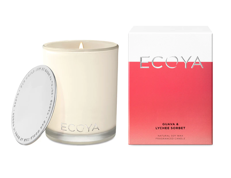 ECOYA Guava & Lychee Sorbet Madison Jar Candle 400g - Antique White