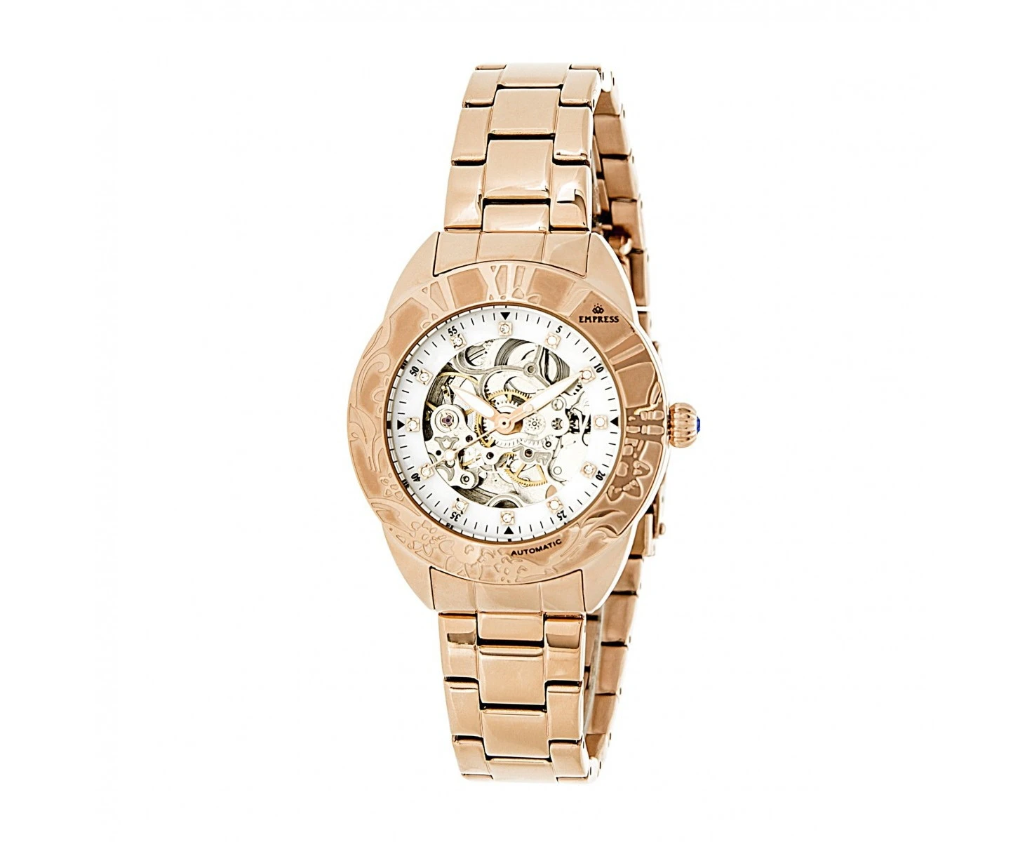 Empress Godiva Automatic MOP Bracelet Watch - Rose Gold/White