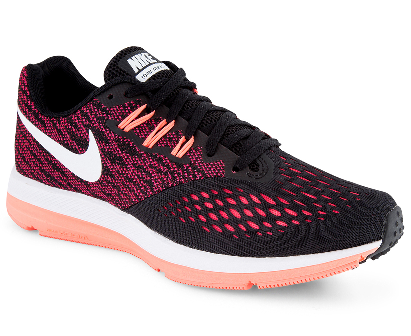 Nike women's zoom winflo 4 running shoes - outlet black/pink