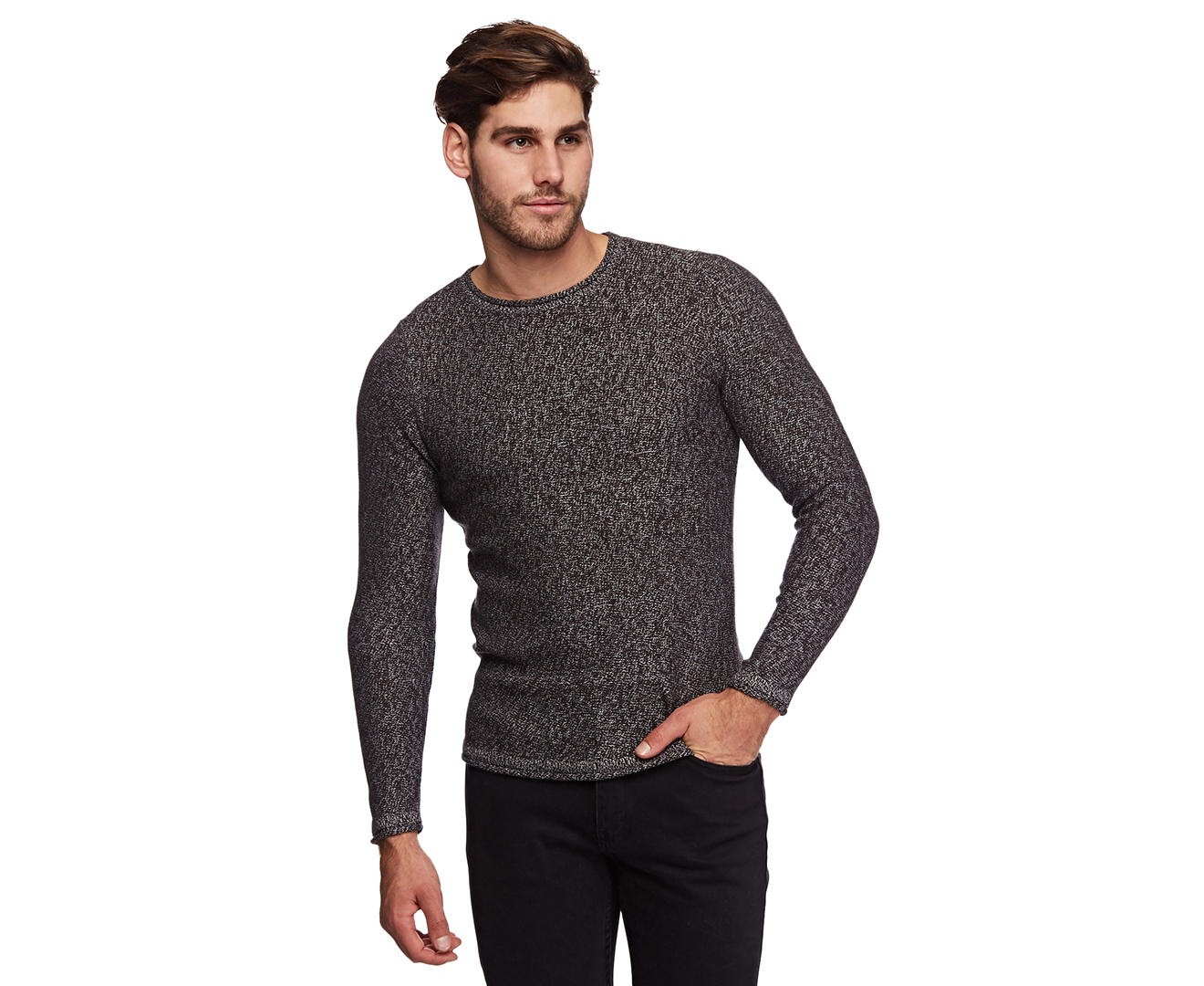 St Goliath Men's Space Knit Sweater - Charcoal | Catch.co.nz