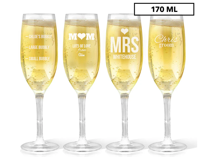 4 x Personalised Champagne Glass 170mL