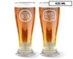 2 x Personalised Premium Beer Glass 425mL