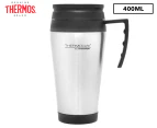 Thermos 400mL Stainless Steel Insulated Travel Mug - Silver/Black