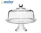 2pc Anchor Hocking Canton 32cm Glass Cake Stand Storage w/ Dome Lid Set Clear