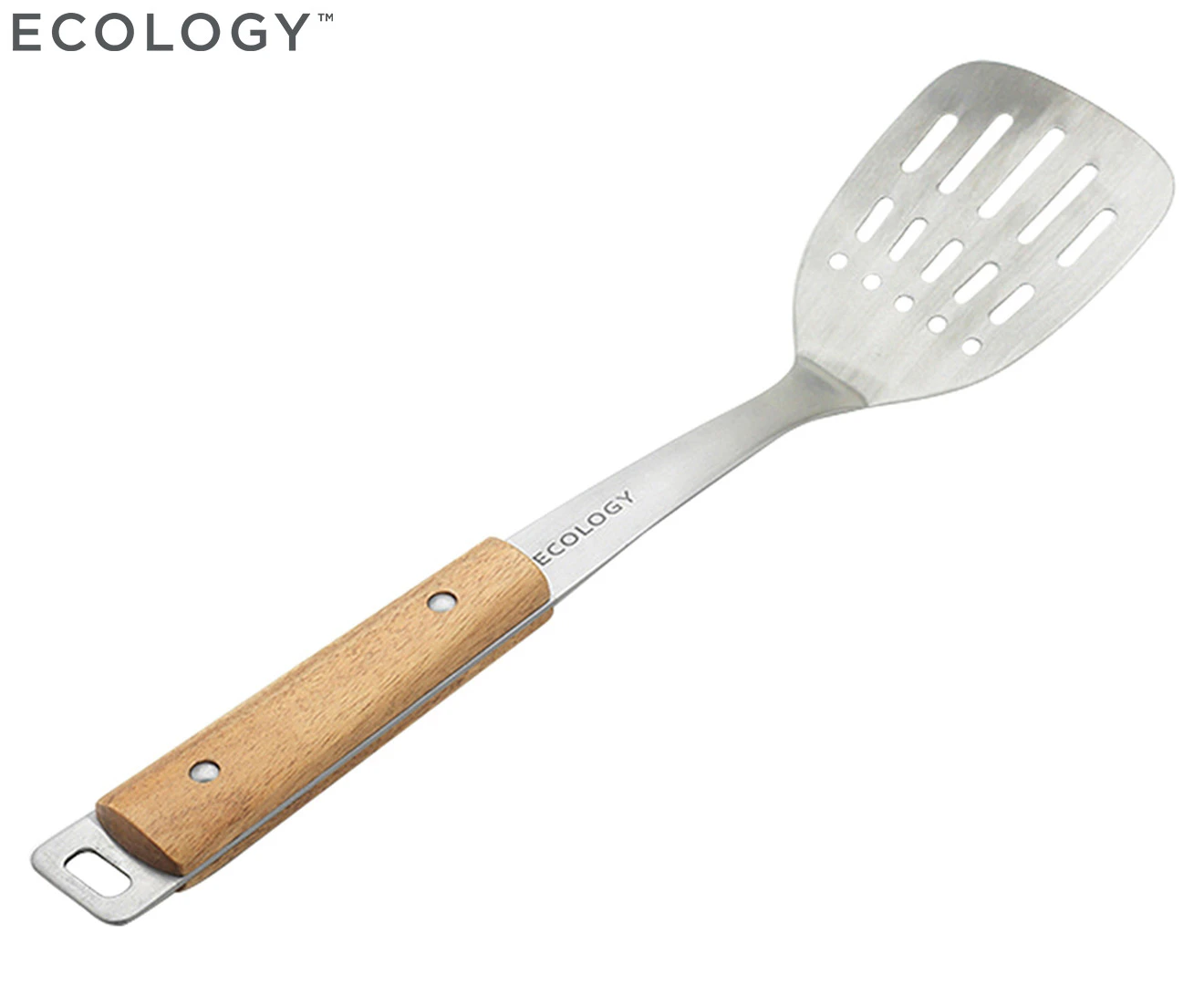 Ecology Acacia 36cm Slotted Turner Stainless Steel/Wood Cooking Utensil Silver